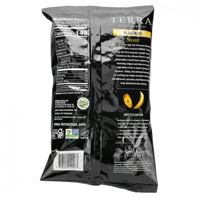 Terra, Real Vegetable Chips, Plantains, Sweet , 5 oz (141 g)