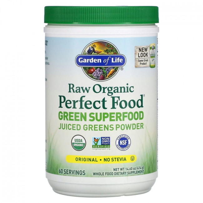 Garden of Life, Raw Organic Perfect Food, Green Superfood, порошок сочной зелени, классический вкус, 414 г (14,6 унции) Garden of Life, Raw Organic Perfect Food, Green Superfood, порошок сочной зелени, классический вкус, 414 г (14,6 унции)