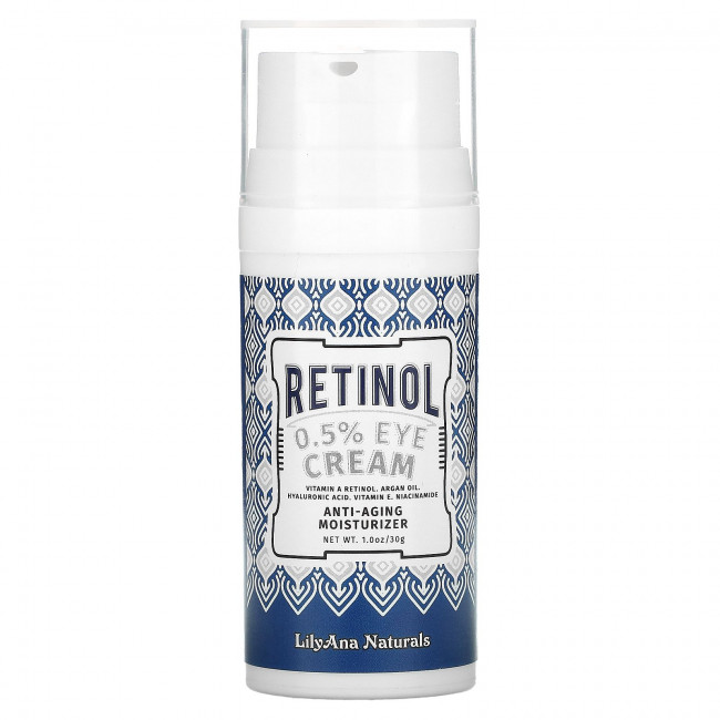 Lilyana Naturals, Крем для кожи вокруг глаз с ретинолом 0,5%, 30 г (1 унция) Lilyana Naturals, Крем для кожи вокруг глаз с ретинолом 0,5%, 30 г (1 унция)
