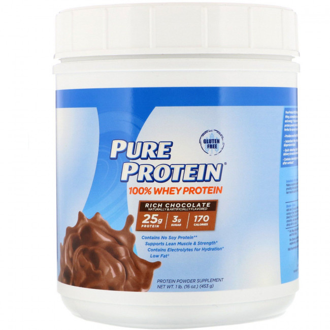 Pure Protein, 100% Whey Powder, Rich Chocolate, 1 lb (453 g) Pure Protein, 100% Whey Powder, Rich Chocolate, 1 lb (453 g)