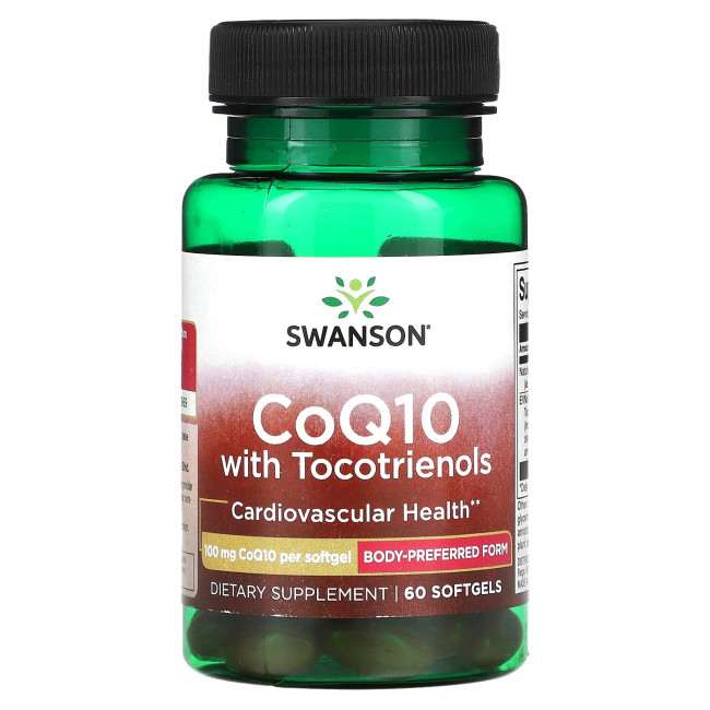 Swanson, Коэнзим Q10 с токотриенолами, 100 мг, 60 мягких таблеток Swanson, Коэнзим Q10 с токотриенолами, 100 мг, 60 мягких таблеток