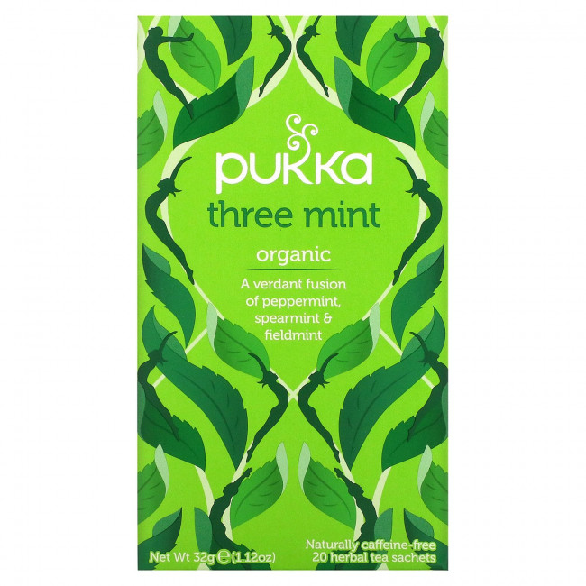 Pukka Herbs, Three Mint, без кофеина, 20 пакетиков травяного чая, 32 г (1,12 унции) Pukka Herbs, Three Mint, без кофеина, 20 пакетиков травяного чая, 32 г (1,12 унции)