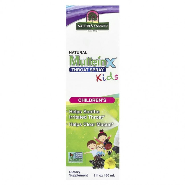 Nature's Answer, Детский спрей для горла MulleinX®, 60 мл (2 жидк. Унции) Nature's Answer, Детский спрей для горла MulleinX®, 60 мл (2 жидк. Унции)