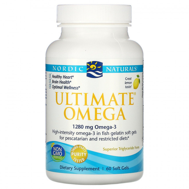 Nordic Naturals, Ultimate Omega, со вкусом лимона, 640 мг, 60 капсул Nordic Naturals, Ultimate Omega, со вкусом лимона, 640 мг, 60 капсул
