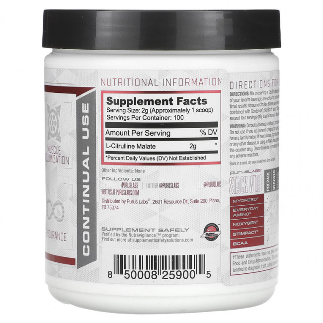 Purus Labs, Foundation Seriers, цитрулин малат, 200 г (7 унций) Purus Labs, Foundation Seriers, цитрулин малат, 200 г (7 унций)