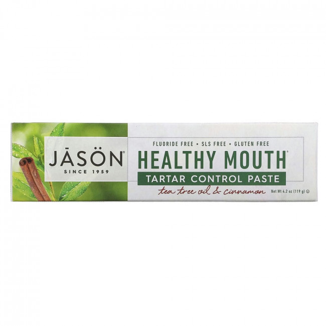 Jason Natural, Healthy Mouth, зубная паста для профилактики зубного камня, с маслом чайного дерева и корицей, 119 г (4,2 унции) Jason Natural, Healthy Mouth, зубная паста для профилактики зубного камня, с маслом чайного дерева и корицей, 119 г (4,2 унции)