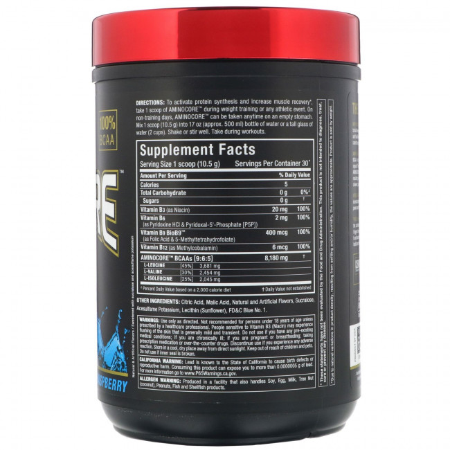 ALLMAX Nutrition, аминокислоты с разветвленной цепью AMINOCORE, голубая малина, 315 г (0,69 фунта) ALLMAX Nutrition, аминокислоты с разветвленной цепью AMINOCORE, голубая малина, 315 г (0,69 фунта)