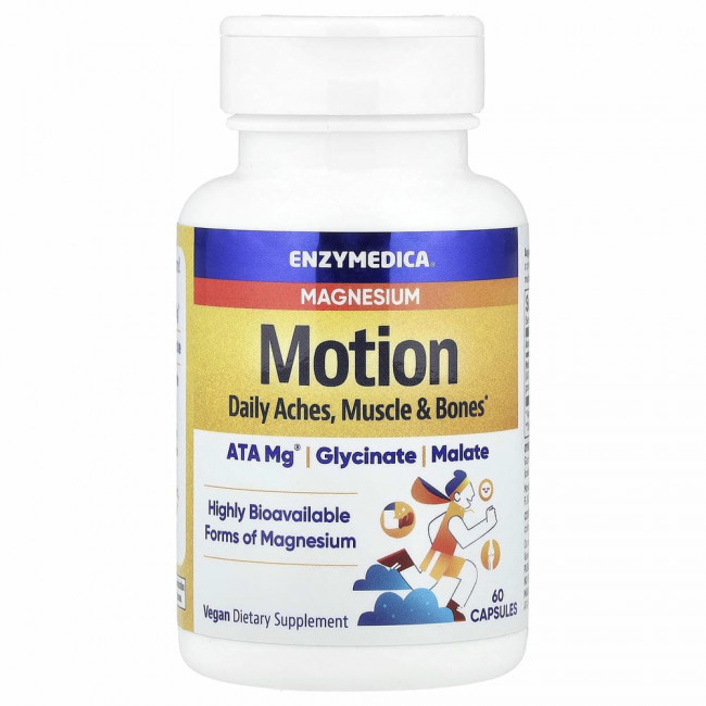 Enzymedica, Магний, движение, 60 капсул