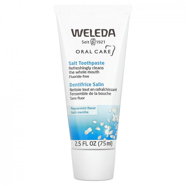 Weleda, Oral Care, солевая зубная паста, без фторидов, со вкусом перечной мяты, 75 мл (2,5 жидк. унции) Weleda, Oral Care, солевая зубная паста, без фторидов, со вкусом перечной мяты, 75 мл (2,5 жидк. унции)