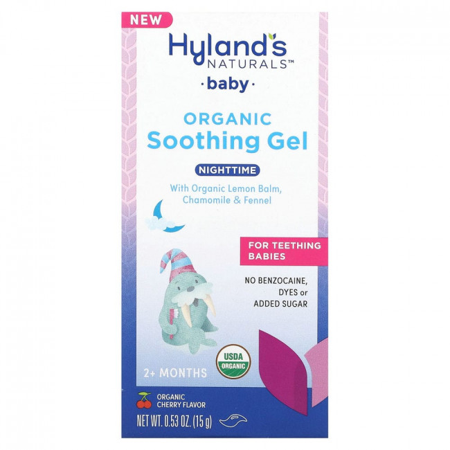 Hyland's Naturals, органический успокаивающий гель для детей, для приема перед сном, от 2 месяцев, органическая вишня, 15 г (0,53 унции)