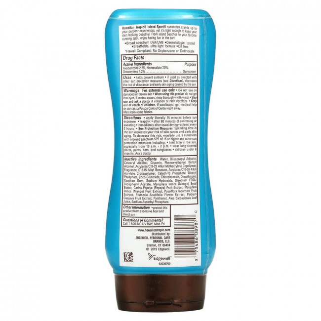 Hawaiian Tropic, Высокоэффективное солнцезащитное средство Island Sport с SPF 30, легкий тропический аромат, 236 мл Hawaiian Tropic, Высокоэффективное солнцезащитное средство Island Sport с SPF 30, легкий тропический аромат, 236 мл