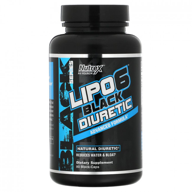 Nutrex Research, LIPO-6 Black Diuretic, мочегонное средство, 80 черных капсул
