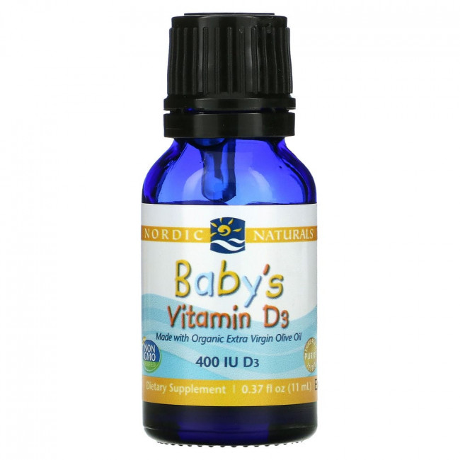 Nordic Naturals, витамин D3 в каплях, для детей, 400 МЕ, 11 мл (0,37 жидк. унции) Nordic Naturals, витамин D3 в каплях, для детей, 400 МЕ, 11 мл (0,37 жидк. унции)