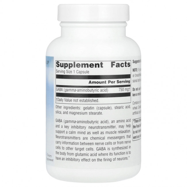 Source Naturals, Serene Science®, ГАМК для успокоения разума, 750 мг, 90 капсул Source Naturals, Serene Science®, ГАМК для успокоения разума, 750 мг, 90 капсул