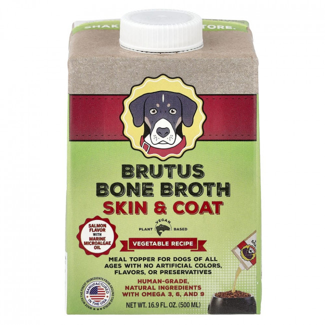 Костный бульон Brutus для кожи и шерсти, овощной рецепт, для собак всех возрастов, лососевый, 500 мл (16,9 жидких унций) Костный бульон Brutus для кожи и шерсти, овощной рецепт, для собак всех возрастов, лососевый, 500 мл (16,9 жидких унций)