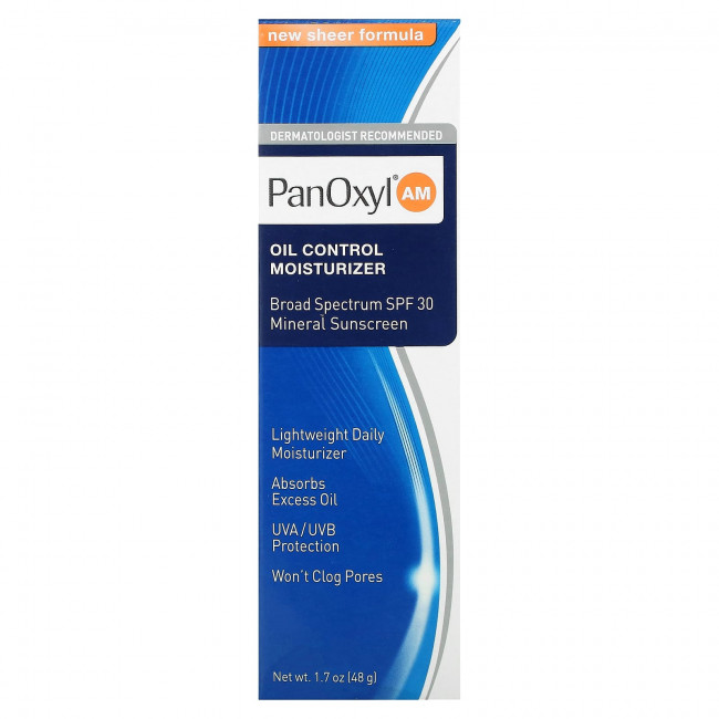 PanOxyl, PanOxyl AM, увлажняющее средство, контролирующее жир, SPF 30, 48 г (1,7 унции) PanOxyl, PanOxyl AM, увлажняющее средство, контролирующее жир, SPF 30, 48 г (1,7 унции)