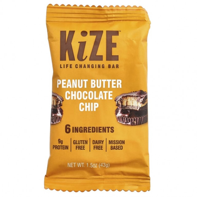 KiZE Life Changing Bar, арахисовая паста и шоколадная крошка, 10 батончиков по 45 г (1,6 унции) KiZE Life Changing Bar, арахисовая паста и шоколадная крошка, 10 батончиков по 45 г (1,6 унции)