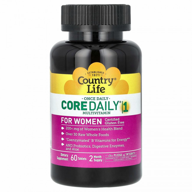Country Life, Мультивитамины Core Daily-1 для женщин, 60 таблеток Country Life, Мультивитамины Core Daily-1 для женщин, 60 таблеток