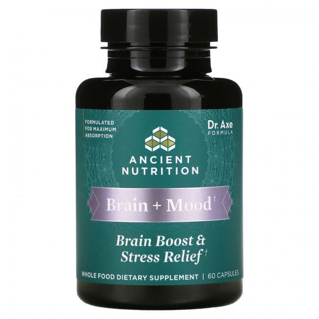 Dr. Axe / Ancient Nutrition, Brain + Mood, поддержка мозга и снятие стресса, 60 капсул Dr. Axe / Ancient Nutrition, Brain + Mood, поддержка мозга и снятие стресса, 60 капсул