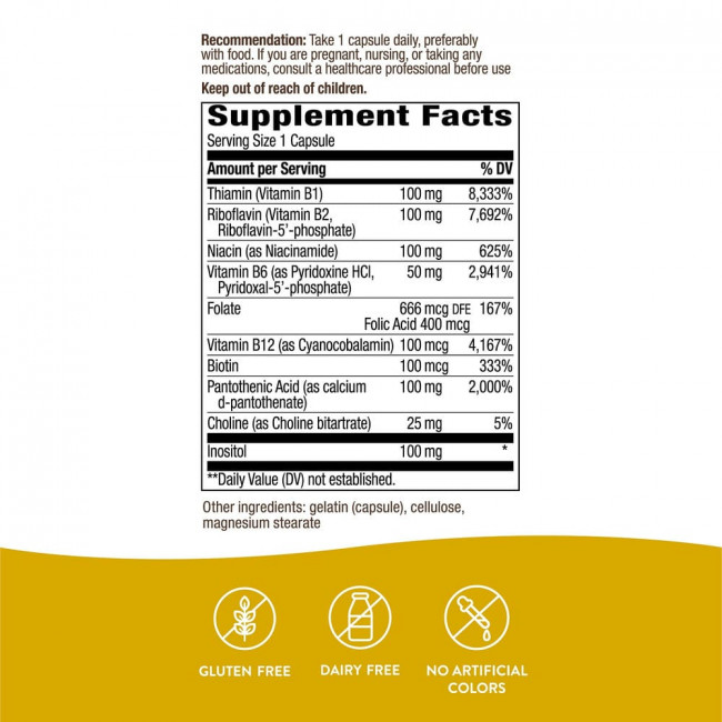 Nature's Way, B-100 Complex, With B2 Coenzyme, 60 Capsules Nature's Way, B-100 Complex, With B2 Coenzyme, 60 Capsules