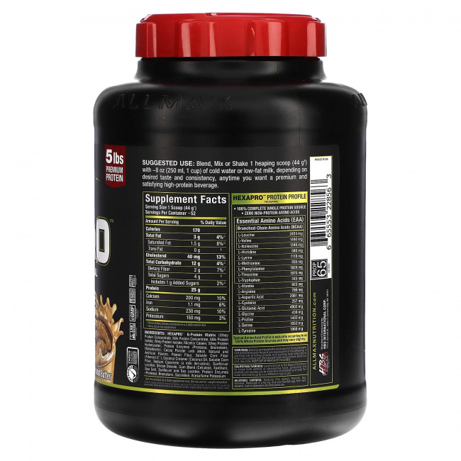 ALLMAX, HEXAPRO, постная мука с высоким содержанием белка, шоколад и арахисовая паста, 2,27 кг (5 фунтов) ALLMAX, HEXAPRO, постная мука с высоким содержанием белка, шоколад и арахисовая паста, 2,27 кг (5 фунтов)
