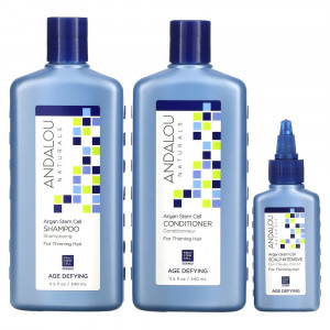 Andalou Naturals, Стволовые клетки аргании, система для редеющих волос, антивозрастная, набор из 3 предметов Andalou Naturals, Стволовые клетки аргании, система для редеющих волос, антивозрастная, набор из 3 предметов