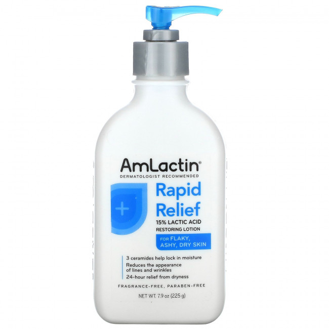 Amlactin, Rapid Relief, восстанавливающий лосьон для кожи с 15% молочной кислотой, без отдушки, 225 г (7,9 унции) Amlactin, Rapid Relief, восстанавливающий лосьон для кожи с 15% молочной кислотой, без отдушки, 225 г (7,9 унции)