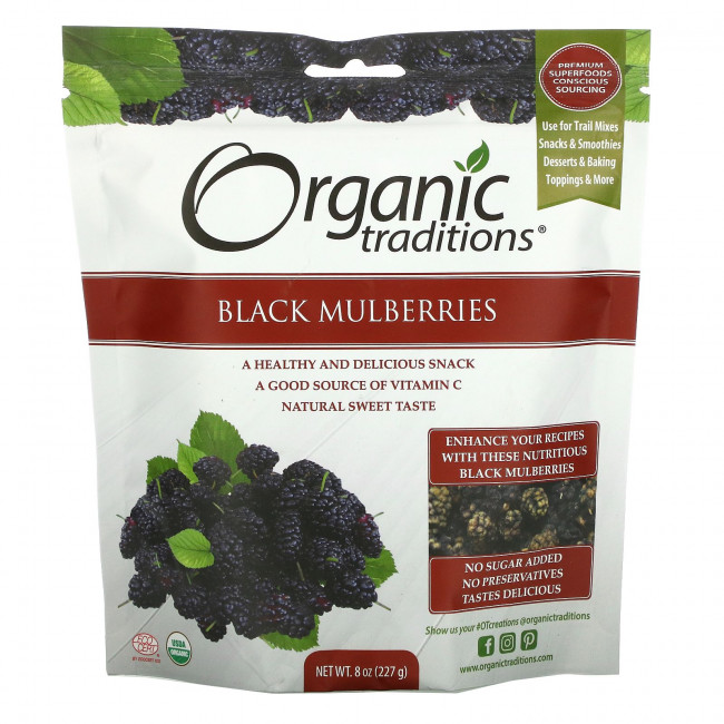 Organic Traditions, Черная шелковица, 227 г (8 унций) Organic Traditions, Черная шелковица, 227 г (8 унций)
