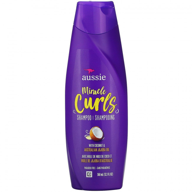 Aussie, Miracle Curls, шампунь с кокосовым маслом и маслом австралийского жожоба, 360 мл (12,1 жидк. унций) Aussie, Miracle Curls, шампунь с кокосовым маслом и маслом австралийского жожоба, 360 мл (12,1 жидк. унций)