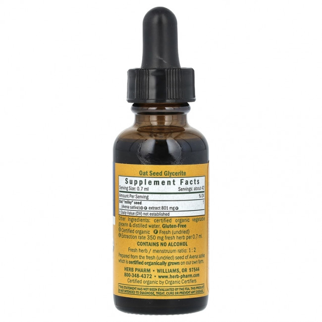 Herb Pharm, семена овса, без спирта, 30 мл (1 жидк. унция) Herb Pharm, семена овса, без спирта, 30 мл (1 жидк. унция)