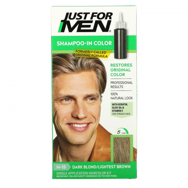 Just for Men, Мужская краска для волос Original Formula, оттенок блонд/самый светлый коричневый H-15, одноразовый комплект Just for Men, Мужская краска для волос Original Formula, оттенок блонд/самый светлый коричневый H-15, одноразовый комплект