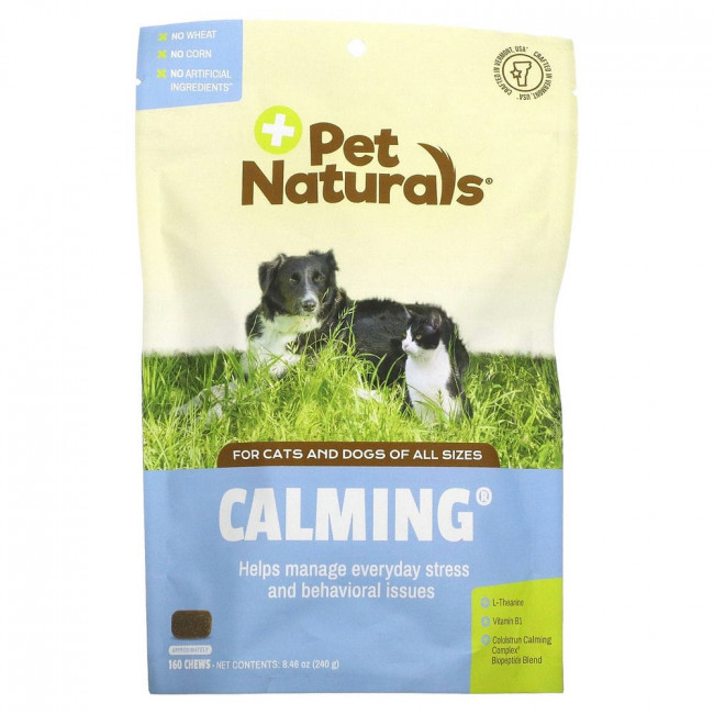 Pet Naturals of Vermont, добавка для собак и кошек, с успокаивающим эффектом, 160 жевательных таблеток, 240 г (8,46 унции) Pet Naturals of Vermont, добавка для собак и кошек, с успокаивающим эффектом, 160 жевательных таблеток, 240 г (8,46 унции)