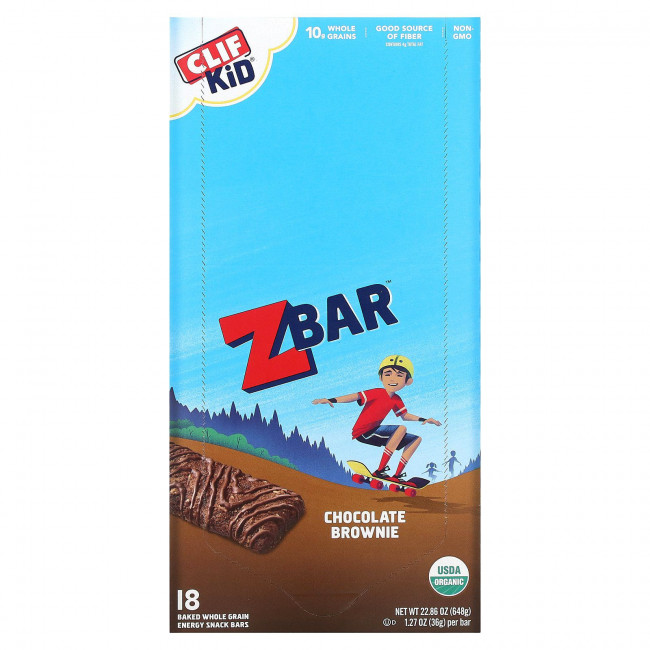 Clif Bar, Clif Kid, Z Bar, органические батончики, со вкусом шоколадного брауни, 18 батончиков, 36 г (1,27 унции) каждый Clif Bar, Clif Kid, Z Bar, органические батончики, со вкусом шоколадного брауни, 18 батончиков, 36 г (1,27 унции) каждый