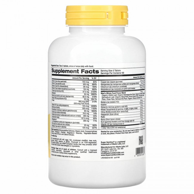 Super Nutrition, Men's Blend, смесь для мужчин,без железа, 180 таблеток