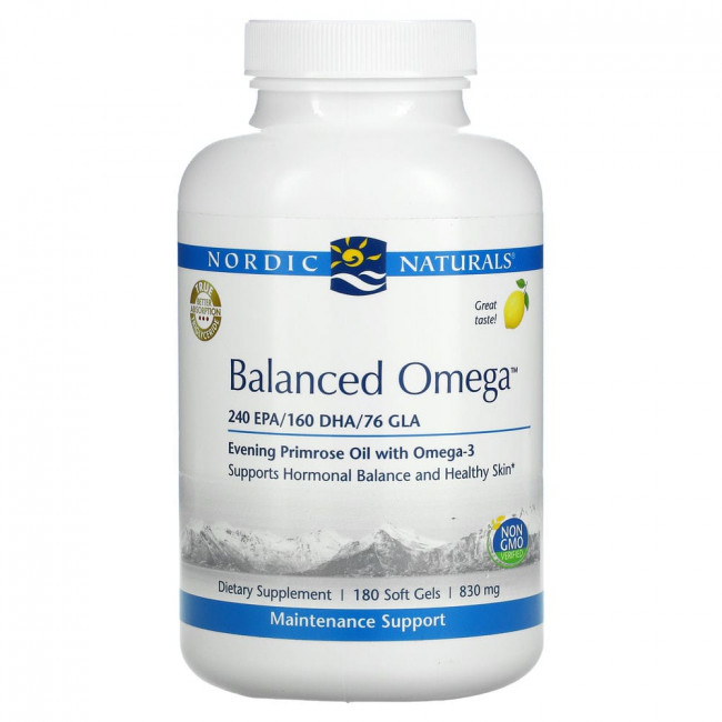 Nordic Naturals, Balanced Omega, со вкусом лимона, 830 мг, 180 мягких желатиновых капсул Nordic Naturals, Balanced Omega, со вкусом лимона, 830 мг, 180 мягких желатиновых капсул