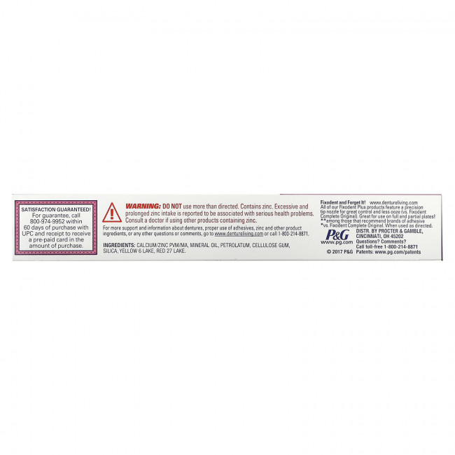 Fixodent, Plus, крем для фиксации протезов, 57 г (2 унции)