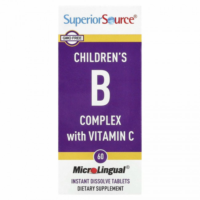 Superior Source, комплекс витаминов группы B и витамина C для детей, 60 быстрорастворимых таблеток MicroLingual Superior Source, комплекс витаминов группы B и витамина C для детей, 60 быстрорастворимых таблеток MicroLingual