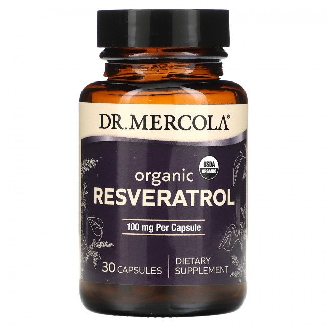 Dr. Mercola, Органический ресвератрол, 100 мг, 30 капсул Dr. Mercola, Органический ресвератрол, 100 мг, 30 капсул