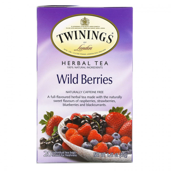 Twinings, травяной чай, дикие ягоды, без кофеина, 20 чайных пакетиков, 40 г (1,41 унции) Twinings, травяной чай, дикие ягоды, без кофеина, 20 чайных пакетиков, 40 г (1,41 унции)
