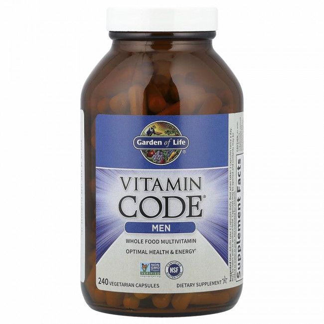 Garden of Life, Vitamin Code, мультивитамины из цельных продуктов для мужчин, 240 вегетарианских капсул Garden of Life, Vitamin Code, мультивитамины из цельных продуктов для мужчин, 240 вегетарианских капсул