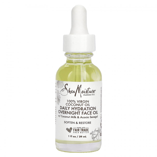 SheaMoisture, 100% кокосовое масло первого отжима, масло для ежедневного увлажнения на ночь, 29 мл (1 жидк. Унция) SheaMoisture, 100% кокосовое масло первого отжима, масло для ежедневного увлажнения на ночь, 29 мл (1 жидк. Унция)