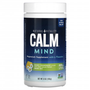 Natural Vitality, CALM Mind, магниевая добавка со смесью для приготовления напитков с L-теанином, мед и ромашка, 168 г (6 унций)