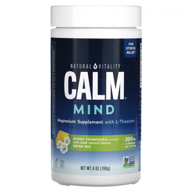 Natural Vitality, CALM Mind, магниевая добавка со смесью для приготовления напитков с L-теанином, мед и ромашка, 168 г (6 унций) Natural Vitality, CALM Mind, магниевая добавка со смесью для приготовления напитков с L-теанином, мед и ромашка, 168 г (6 унций)