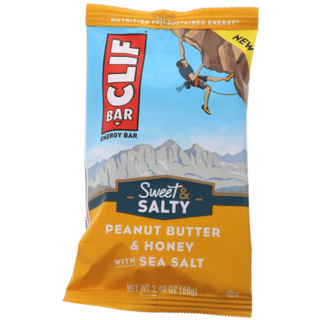 Clif Bar, Energy Bar, Арахисовое масло и мед с морской солью, 12 батончиков по 2,40 унции (68 г) каждый Clif Bar, Energy Bar, Арахисовое масло и мед с морской солью, 12 батончиков по 2,40 унции (68 г) каждый