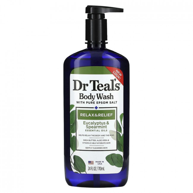 Dr. Teals, Body Wash With Pure Epsom Salt, Eucalyptus & Spearmint, 24 fl oz (710 ml)
