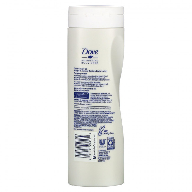 Dove, Nourishing Body Care, крем-лосьон для тела, масла манго и миндаля, 400 мл (13,5 жидк. Унции)