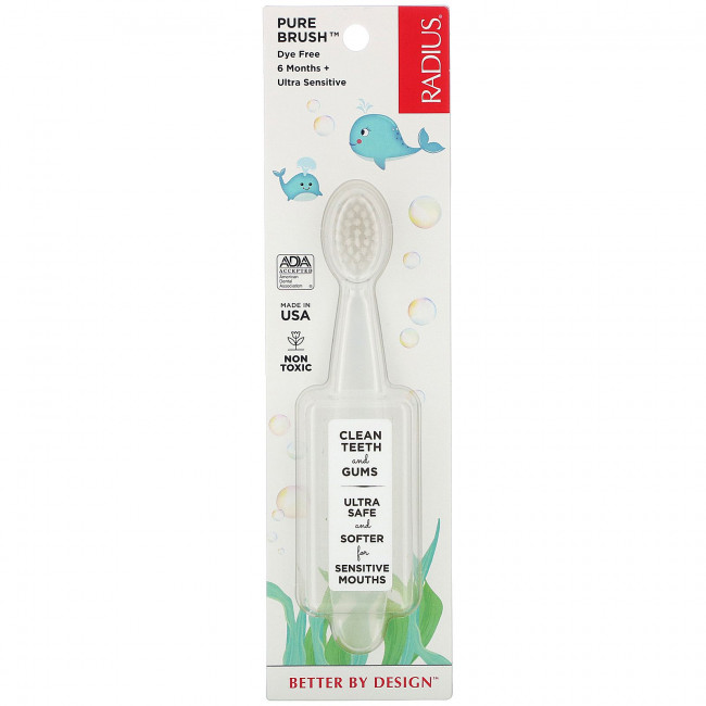 RADIUS, Pure Brush для детей старше 6 месяцев, для сверхчувствительных десен, 1 зубная щетка RADIUS, Pure Brush для детей старше 6 месяцев, для сверхчувствительных десен, 1 зубная щетка