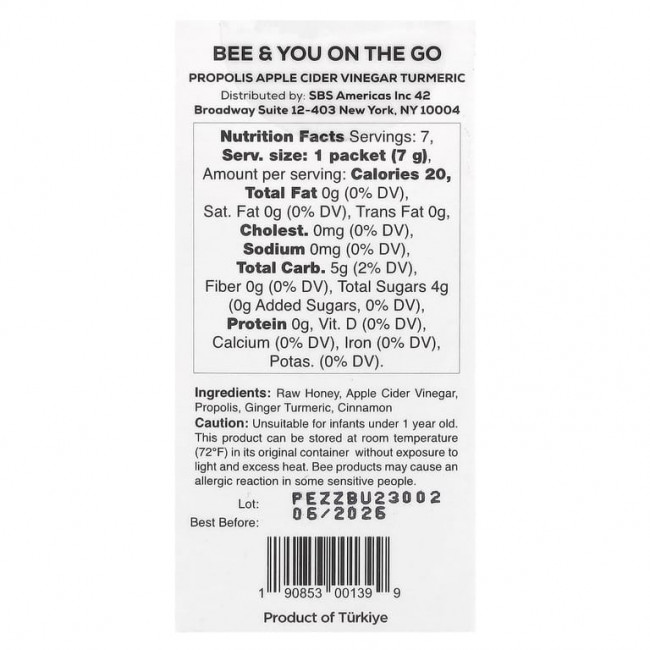 Bee & You, On The Go, для детоксикации, 7 упаковок по 7 г (0,25 унции)