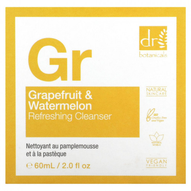 Dr. Botanicals, Refreshing Cleanser, Grapefruit & Watermelon, 2.0 fl oz (60 ml) (Discontinued Item)