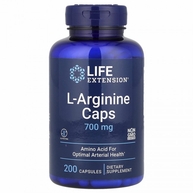 Life Extension, L-аргинин, 700 мг, 200 капсул Life Extension, L-аргинин, 700 мг, 200 капсул